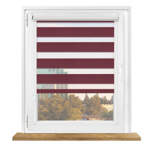 Roleta dzień i noc w kasecie z prowadnicami na wymiar – bordowy