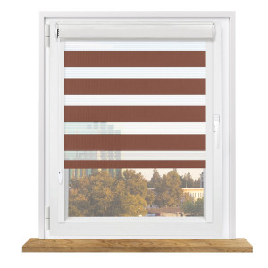 Roleta dzień i noc w kasecie z prowadnicami na wymiar – brązowa