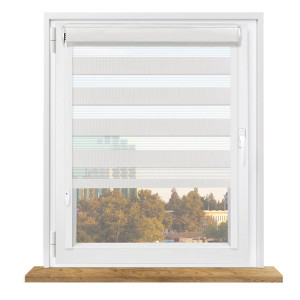 Roleta dzień i noc w kasecie z prowadnicami na wymiar – ecru