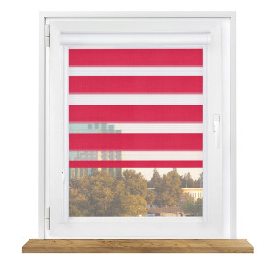 Roleta dzień i noc w kasecie aluminiowej z prowadnicami na wymiar – czerwona