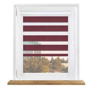 Roleta dzień i noc w kasecie aluminiowej z prowadnicami na wymiar – bordowa