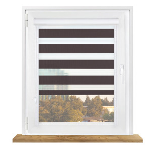 Roleta dzień i noc w kasecie aluminiowej z prowadnicami na wymiar – czekolada