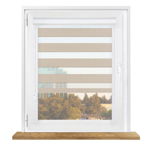 Roleta dzień i noc w kasecie aluminiowej z prowadnicami na wymiar – beżowa