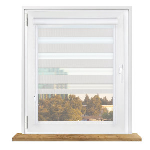 Roleta dzień i noc w kasecie aluminiowej z prowadnicami na wymiar – ecru