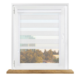 Roleta dzień i noc w kasecie aluminiowej z prowadnicami na wymiar – biała