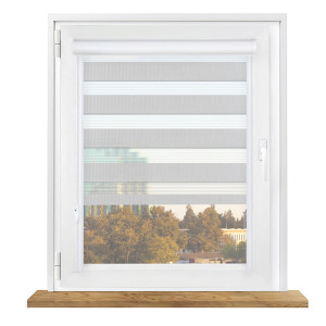 Roleta dzień i noc w kasecie aluminiowej z prowadnicami na wymiar – jasny szary