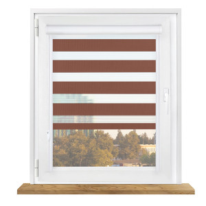 Roleta dzień i noc w kasecie aluminiowej z prowadnicami na wymiar – brązowa