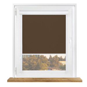 Roleta zaciemniająca w kasecie aluminiowej z prowadnicami na wymiar – brązowa