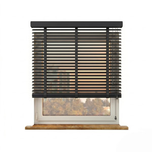 Żaluzja drewniana pozioma 50 mm na wymiar – Antracytówka